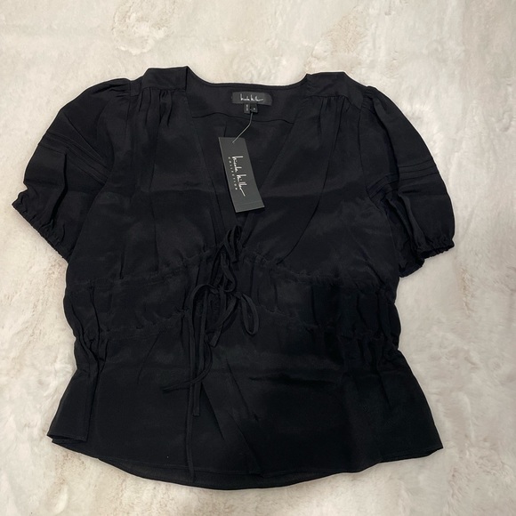 Nicole Miller silk tie front top, size P - Picture 7 of 8